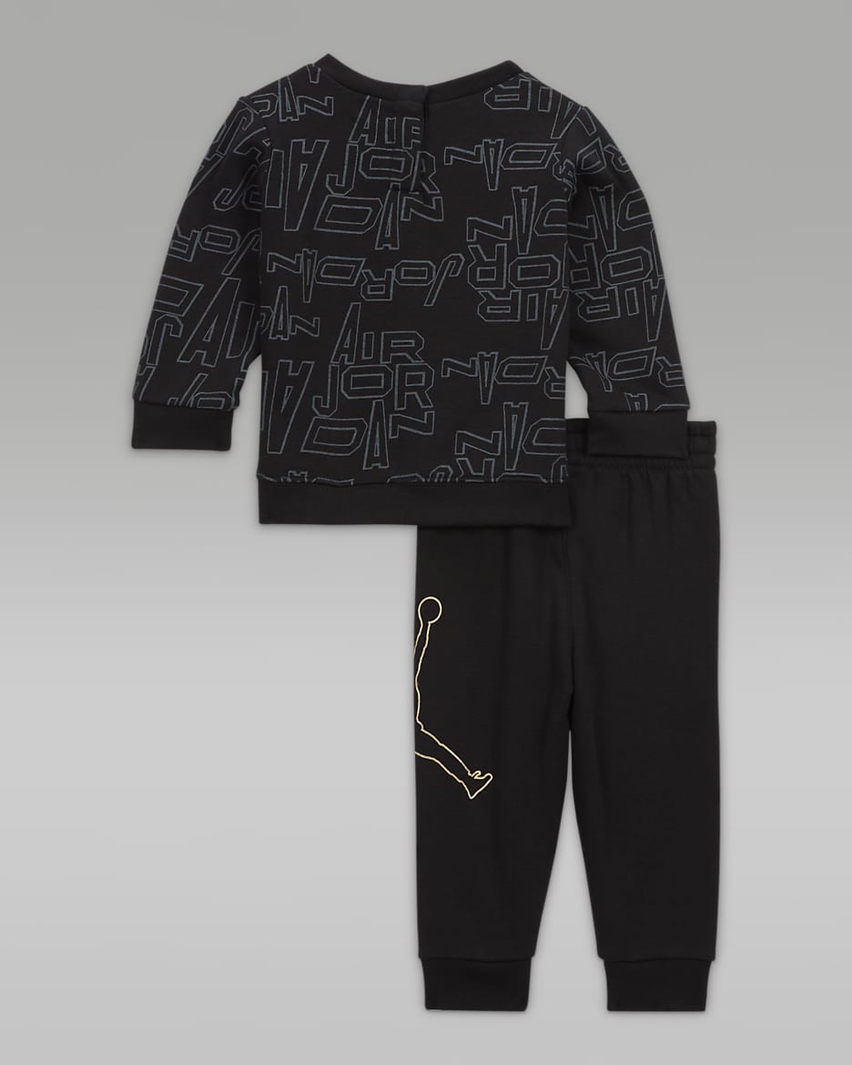 Jordan Take Flight Black and Gold Crew Set Baby 2 Piece Set. Nike